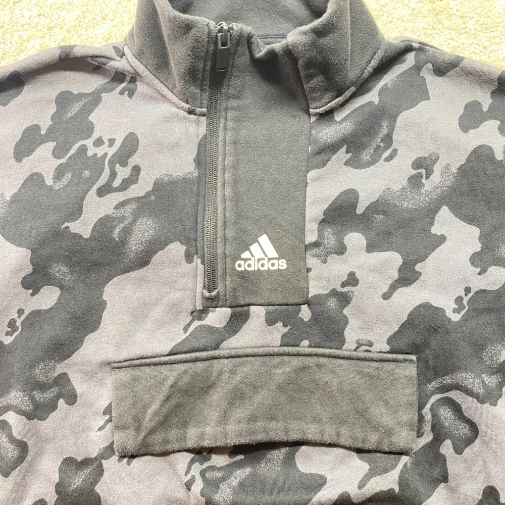 Adidas Sweatshirt Men Medium Camo Quarter‎ Zip Pullover Activewear